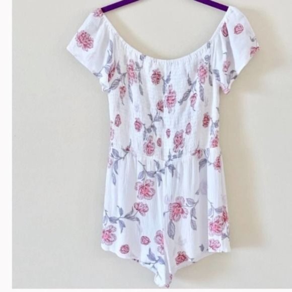 Kendall & Kylie White Floral Off Shoulder Romper Large - Picture 3 of 12